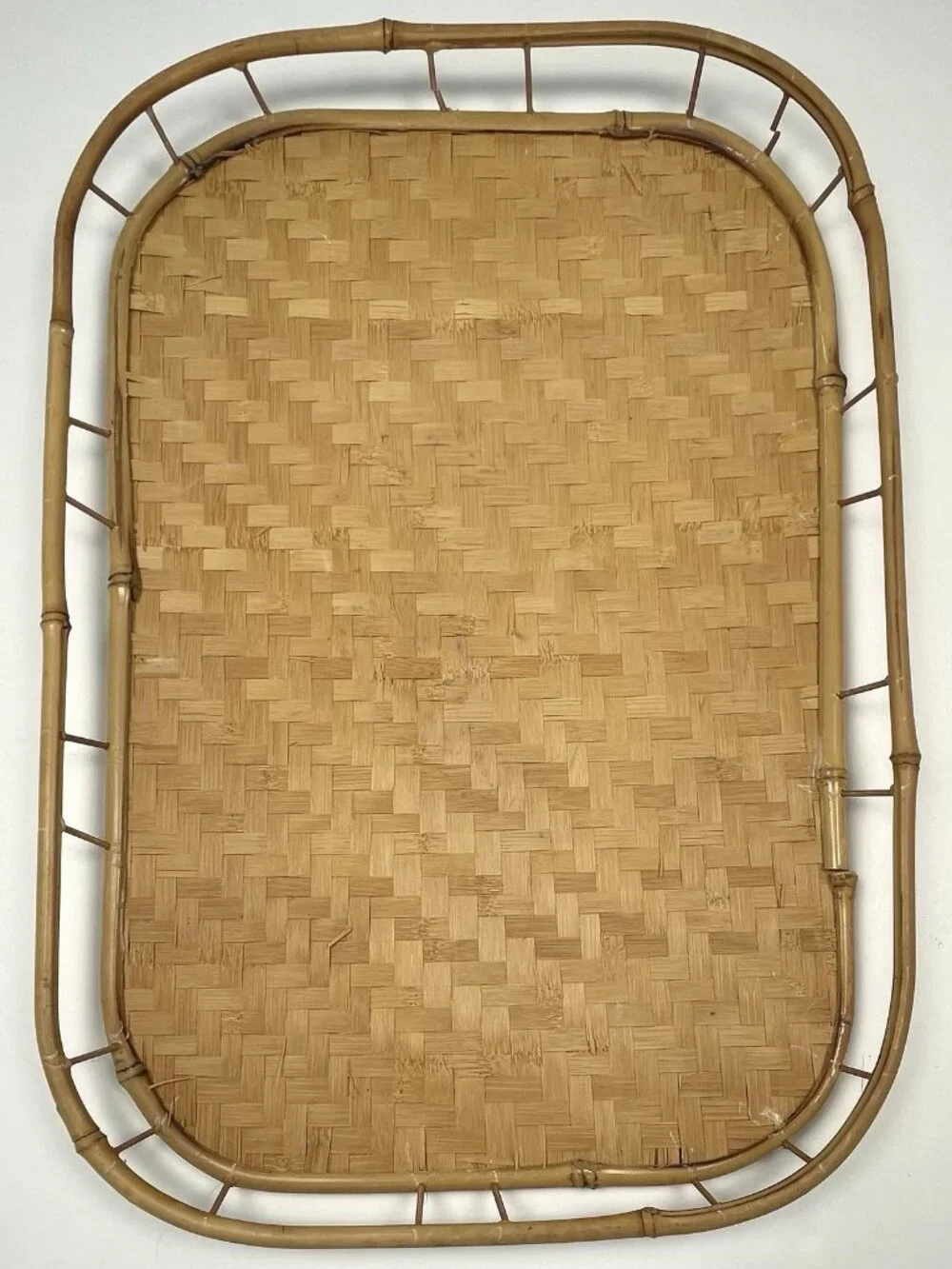 VTG Lot 2 PIER 1 Wicker Rattan Bamboo Woven Serving Lap TRAYS Tiki Boho 19